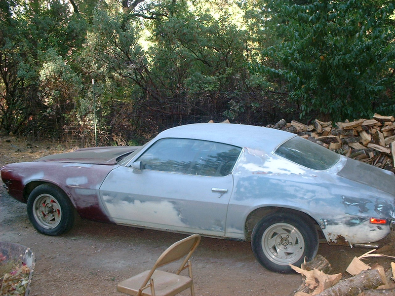 The image of poverty. A crappy Camaro and piles of firewood.